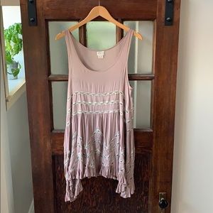 Free People Mauve/Ivory Lace Voile Trapeze Slip M